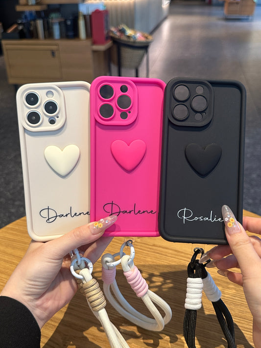 Custom Name Statement Series: Fashionable 3D Matte Heart Phone Case