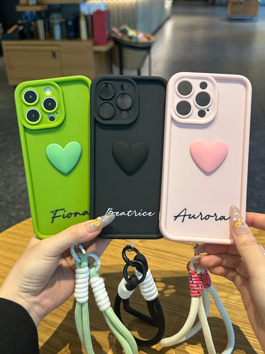 Custom Name Statement Series: Fashionable 3D Matte Heart Phone Case