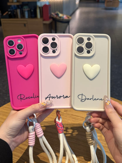Fashionable 3D Cute Heart Custom Name Signature Series Phone Case