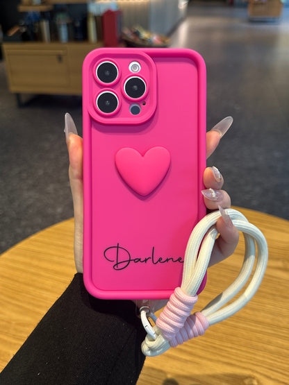 Fashionable 3D Cute Heart Custom Name Signature Series Phone Case