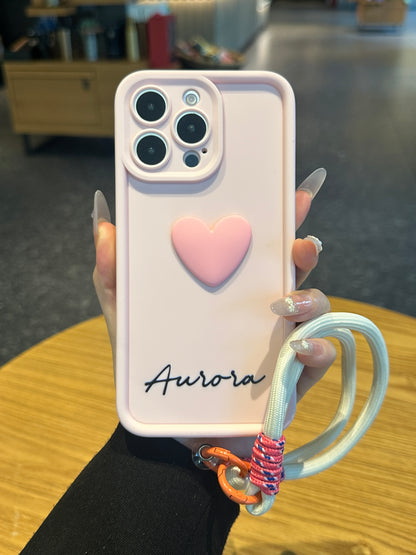 Fashionable 3D Cute Heart Custom Name Signature Series Phone Case