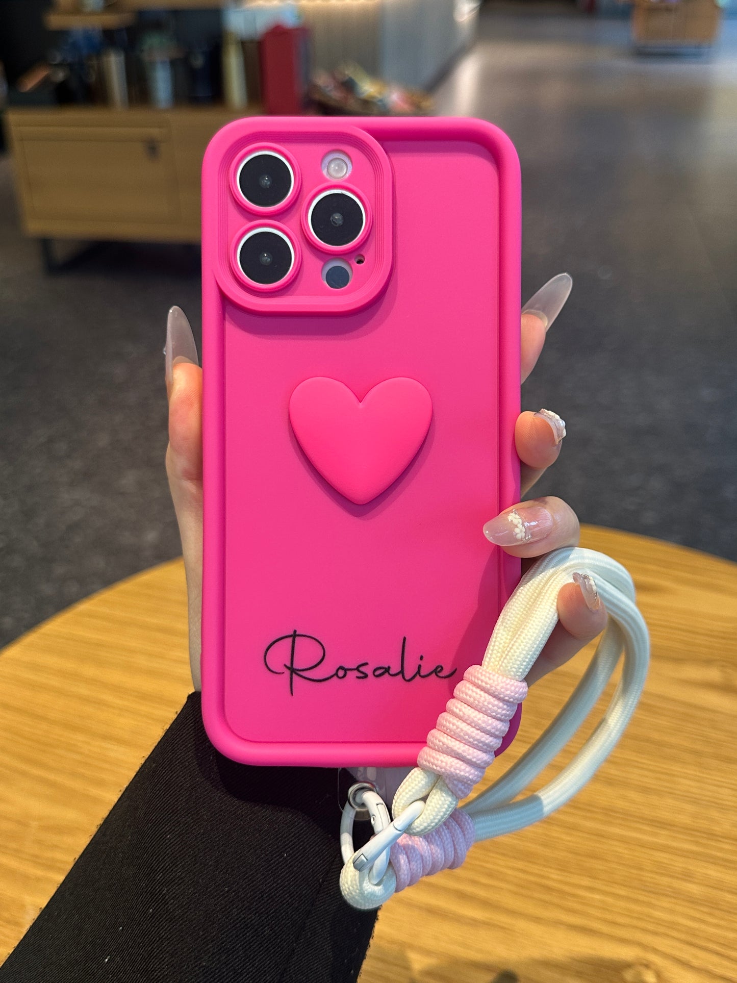 Fashionable 3D Cute Heart Custom Name Signature Series Phone Case