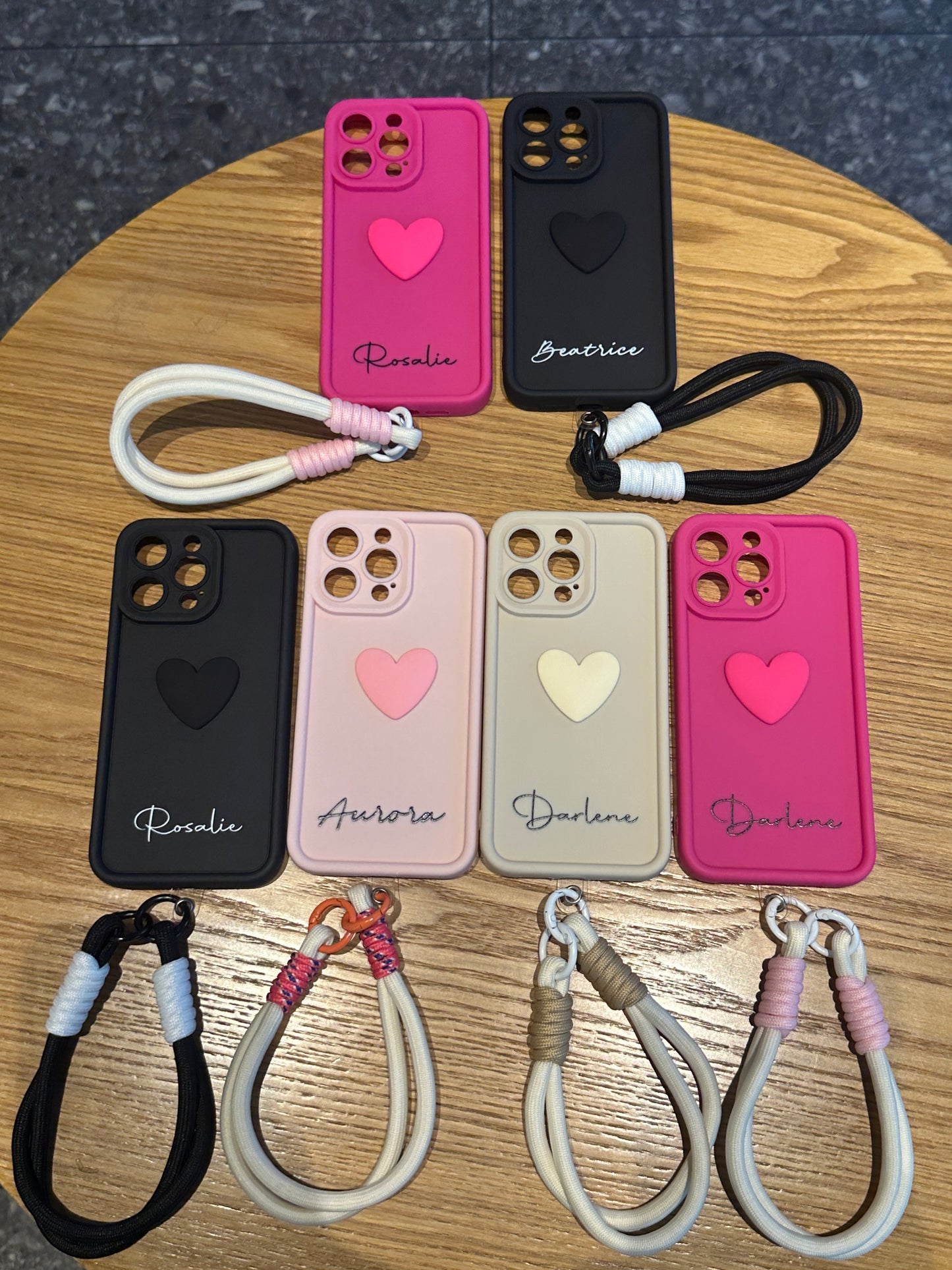 Fashionable 3D Cute Heart Custom Name Signature Series Phone Case