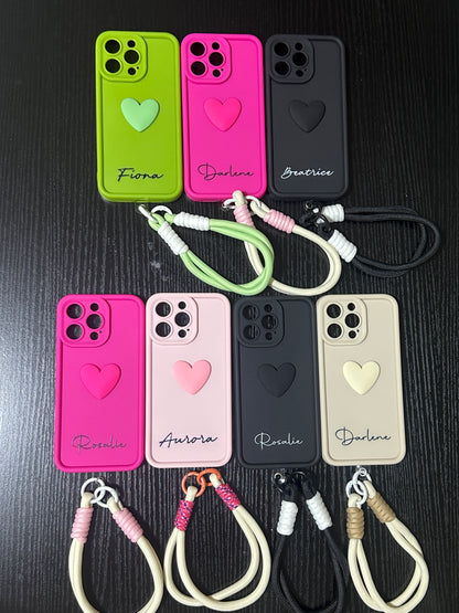 Fashionable 3D Cute Heart Custom Name Signature Series Phone Case